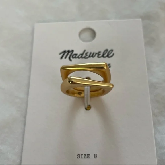 NWT Madewell Droplet Stacking Ring Set Gold Plated Brass Women’s Size 8 - Picture 5 of 8